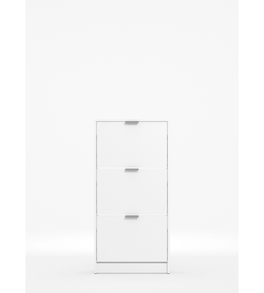 SCARPIERA BIANCA CON 3 ANTE 58X18X119 CM
